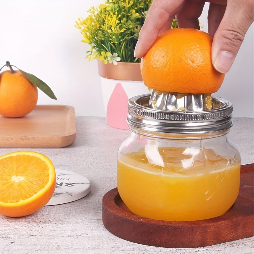 This stainless steel lemon squeezer and juicer with bowl container is portable and convenient for easy use with oranges and lemons.