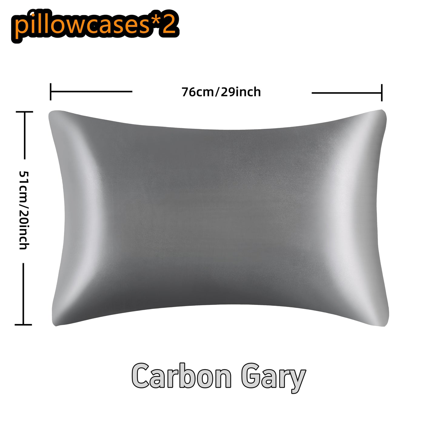 Two pieces of luxurious satin pillowcases available in various colors. These pillowcases feature a smooth and glossy finish with an envelope closure for convenience. They are machine washable and made of 100% polyester. No filler is included.