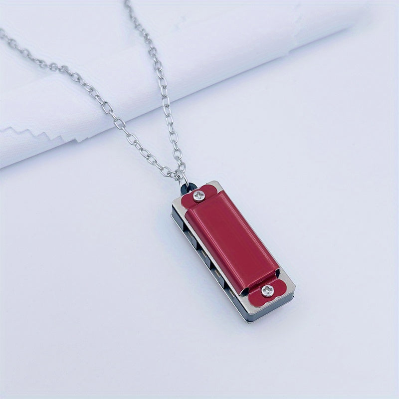 Necklace harmonica with four holes and eight tones for playing songs.