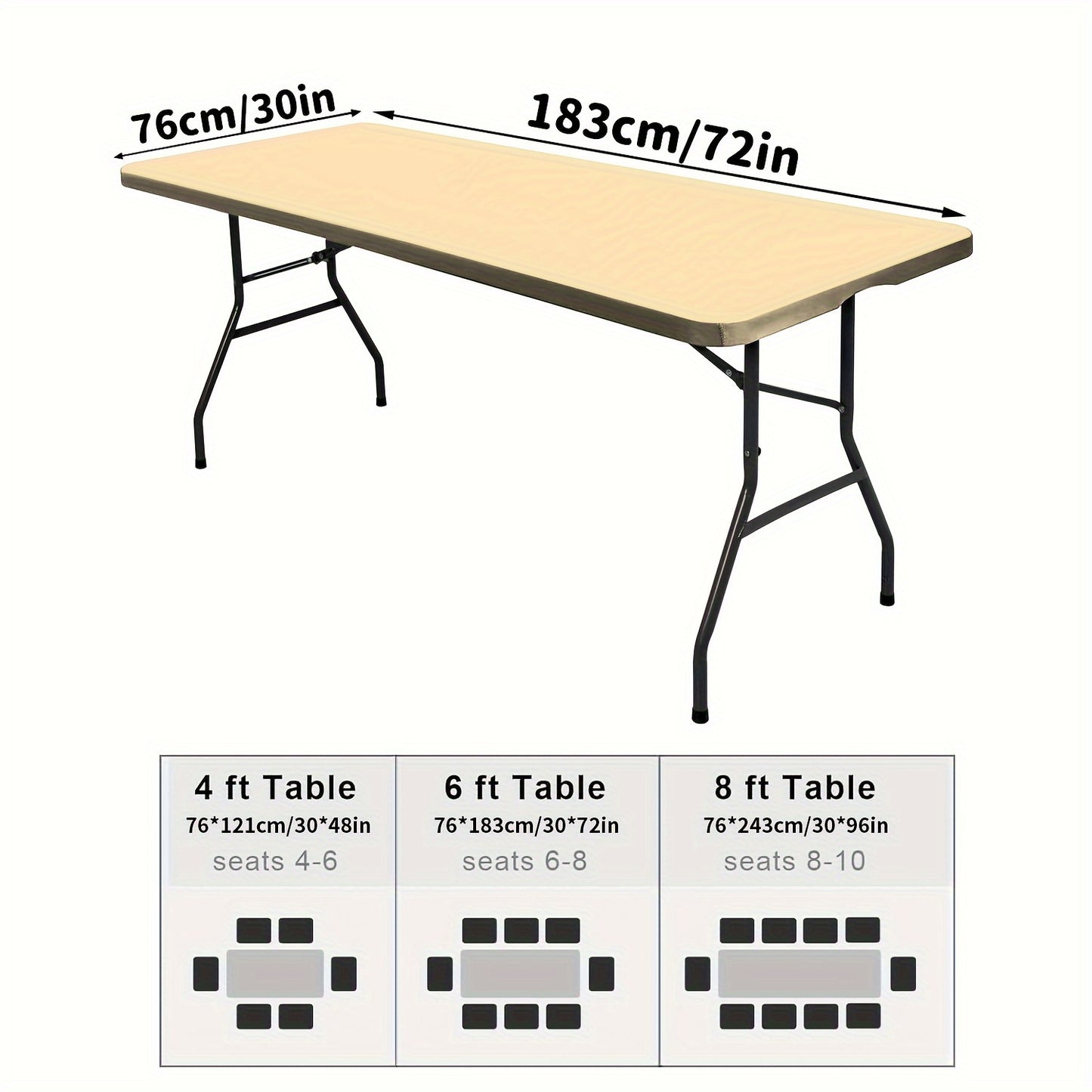 Polyester half pack stretch table cover for Christmas parties, suitable for indoor and outdoor use.