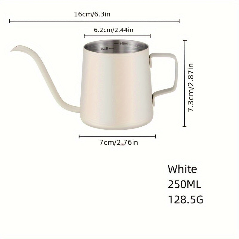 Handmade stainless steel matte water kettle with a thin and long mouth – perfect for outdoor camping and travel. Capacity options of 250ml or 350ml.