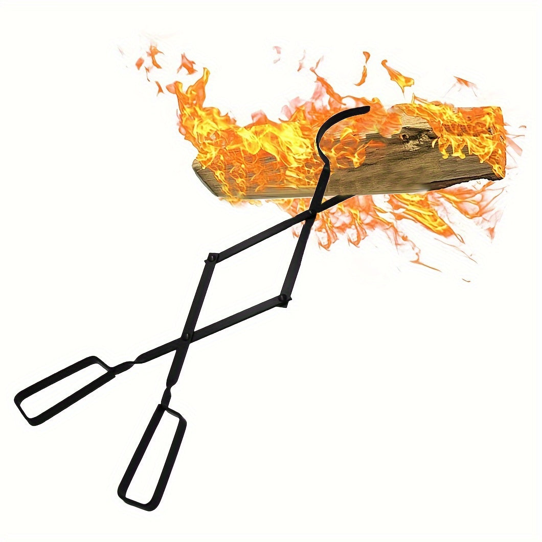 Metal fireplace tong for indoor use. This log grabber tool is designed for fireplaces and fire pits, with extra strength for enhanced functionality. Perfect for outdoor campfires as well.