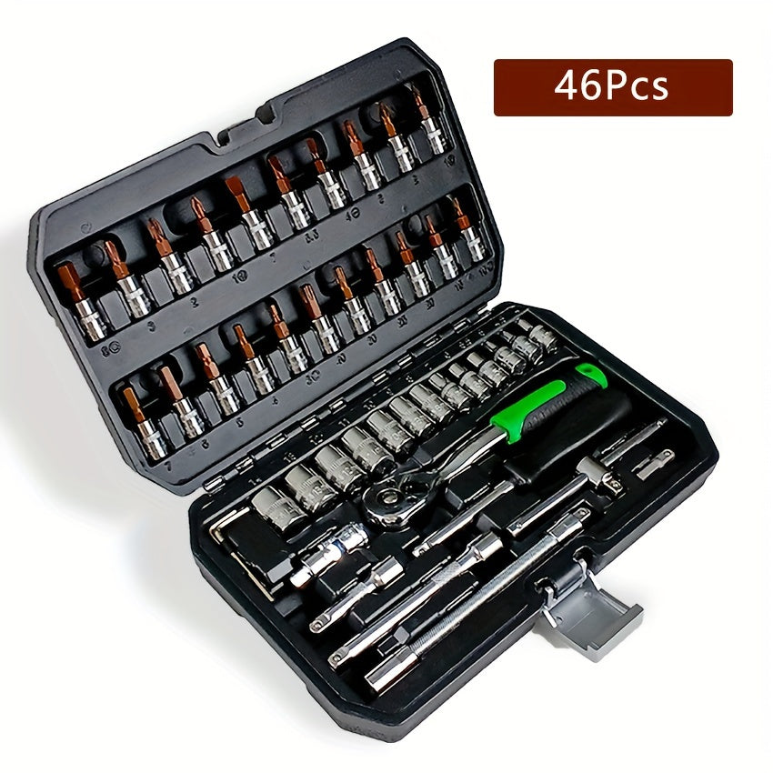 46/121/150/216pcs Steel Tool Set for Home, Garage, Car, Motorcycle, Bicycle. Uncharged, battery not included. Comes in 4 combinations, ideal gift for father.