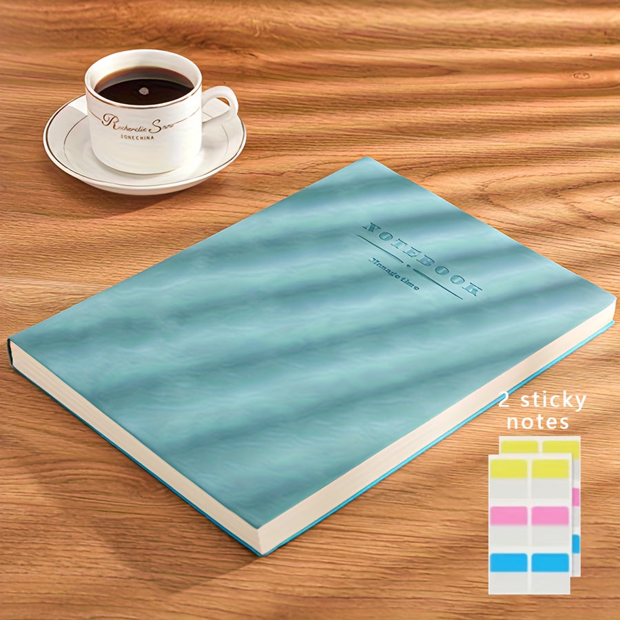 A5 360-page notebook with premium paper & soft cover, water-resistant, personalized, English text, includes sticky notes - great for school & office use