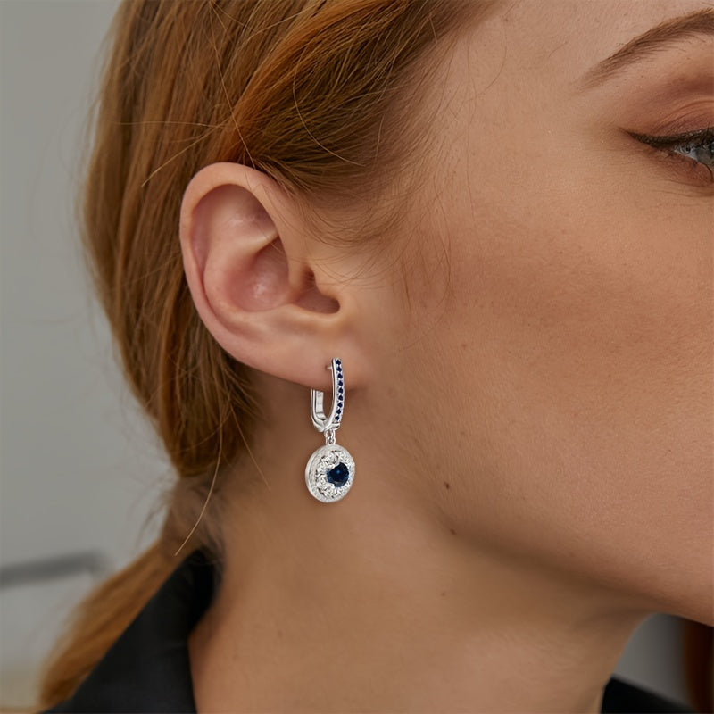 Stunning Drop Earrings Made of 925 Sterling Silver with Blue Cubic Zirconia - Hypoallergenic, Plated in 18K Gold, Great for Sensitive Ears - Perfect Gift for Birthdays or Holidays