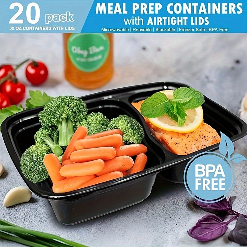 Disposable lunch boxes available in packs of 10, 20, 50, or 100. These reusable and durable meal prep containers are microwaveable and extra large and thick. They are BPA free with lids included, suitable for school, office, camping, and picnic use.