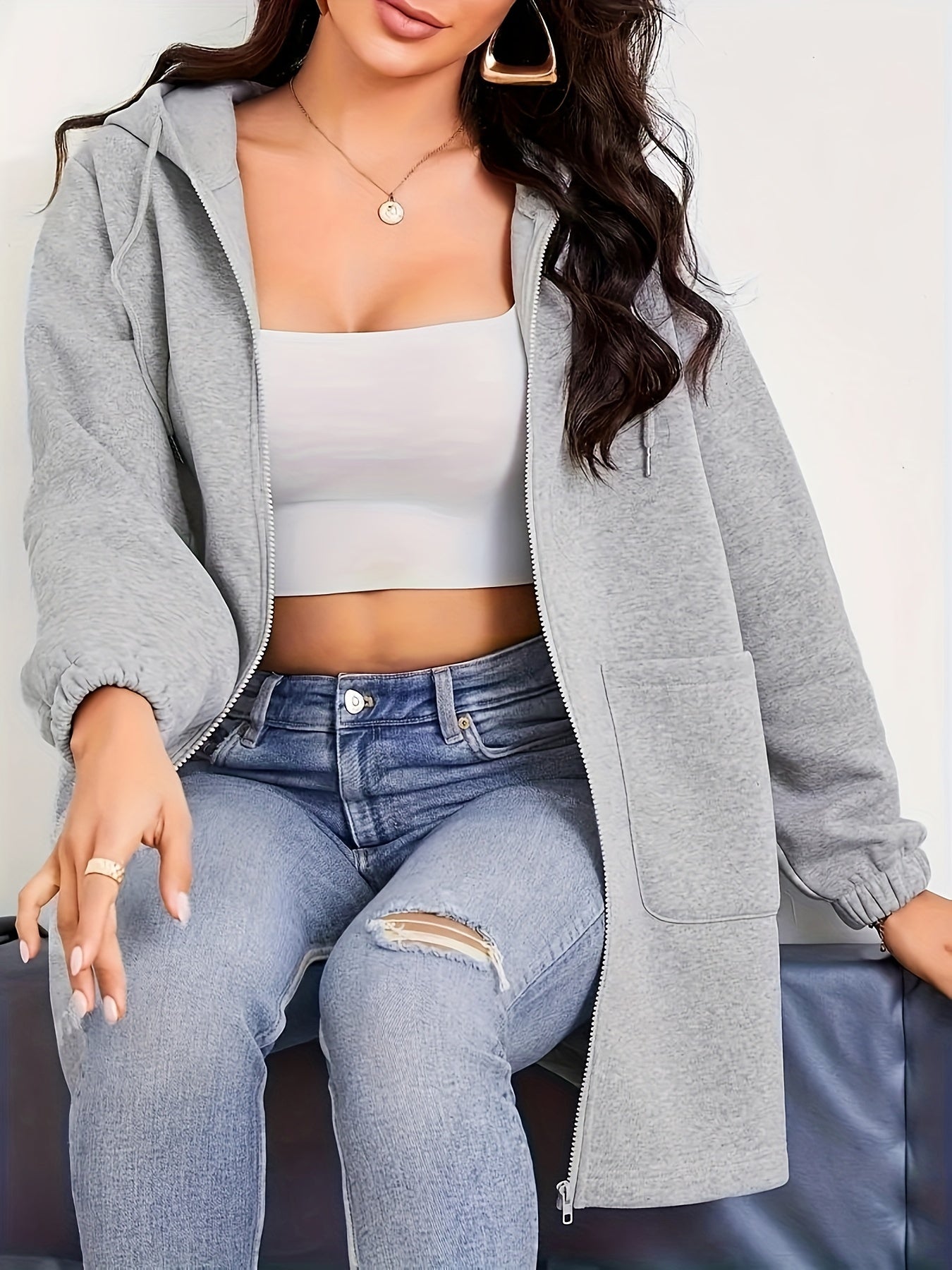 Women's Plus Size Full Zip Hoodie for Fall & Winter