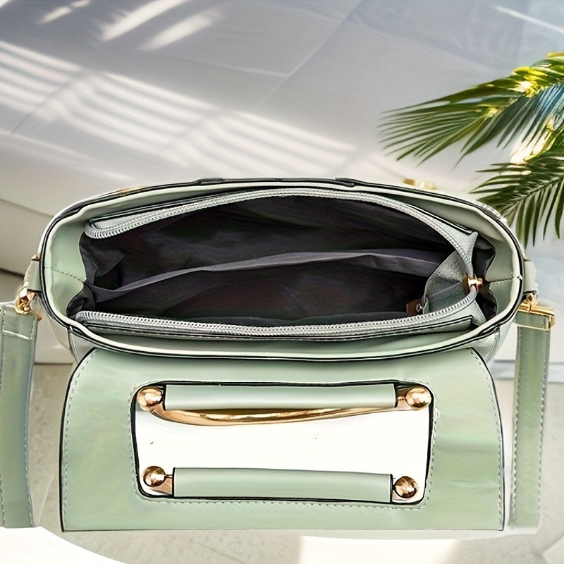 Stylish crossbody messenger bag for women with removable strap, magnetic closure, and large capacity.