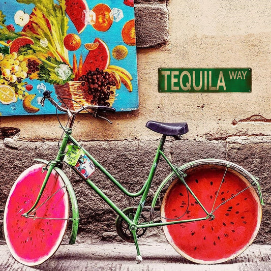 1 piece of the Tequila Way Metal Tin Sign, measuring 15.75 inches by 3.94 inches (40x10cm). This novelty street sign can be used as home decor, room decor, wall decor, restaurant decor, bar decor, cafe decor, garage decor, or farmhouse decor. It also