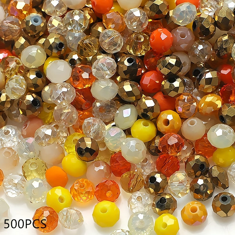 500 pieces of imitation crystal glass beads, measuring 4mm and featuring a faceted round design. These spacer beads come with a hole, perfect for creating your own bracelets, necklaces, earrings, and other DIY jewelry crafting projects.