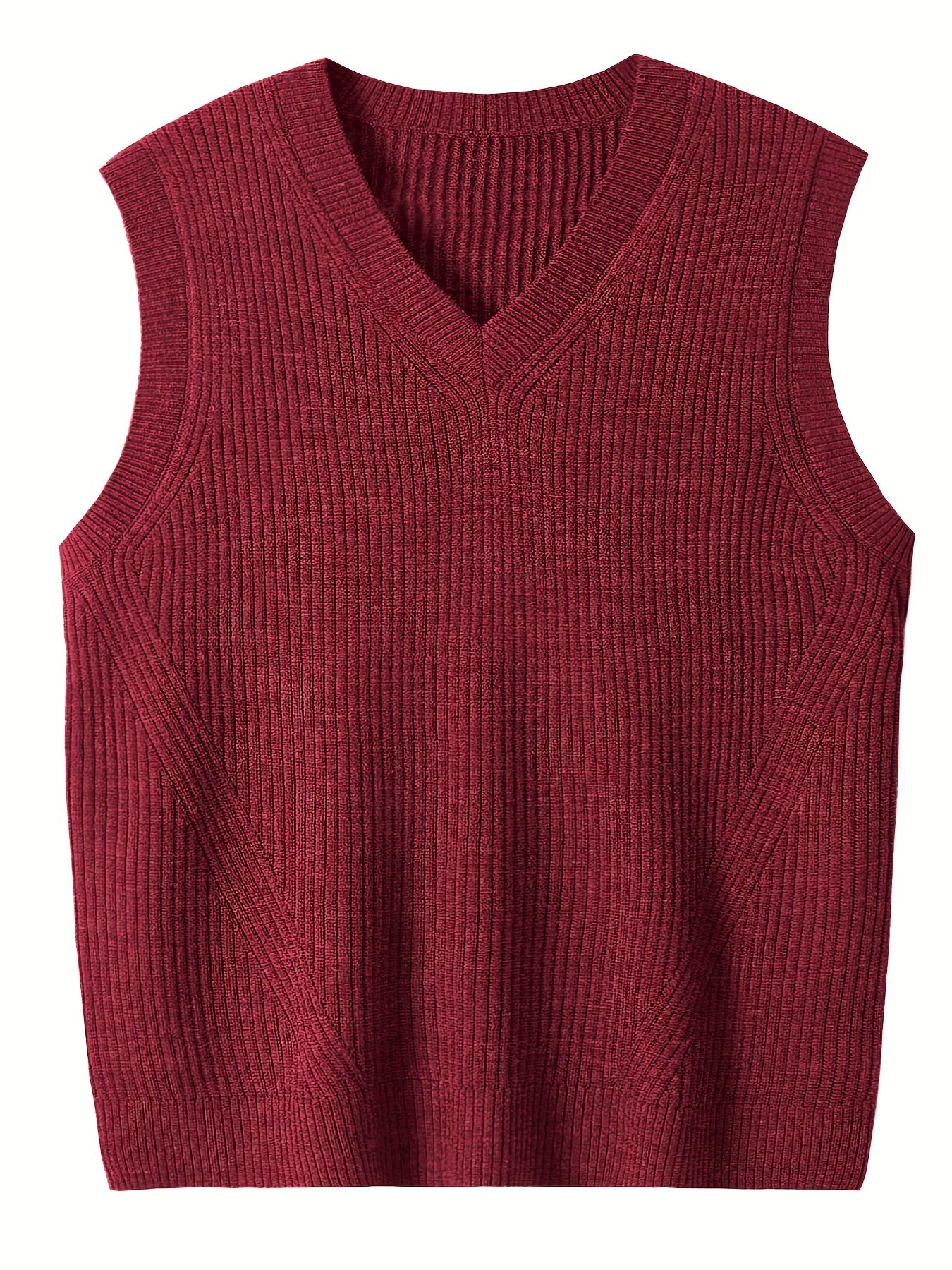 Oversized solid knit vest sweater for plus size men, perfect for spring and autumn, trendy sleeveless style for males.