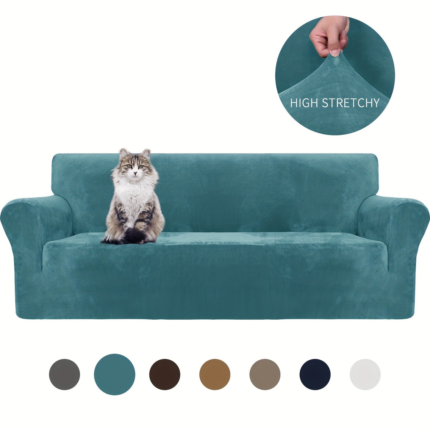 Thickened velvet sofa cover with elastic bottom for all seasons, suitable for pets and provides universal anti-scratch protection for living room home decor.