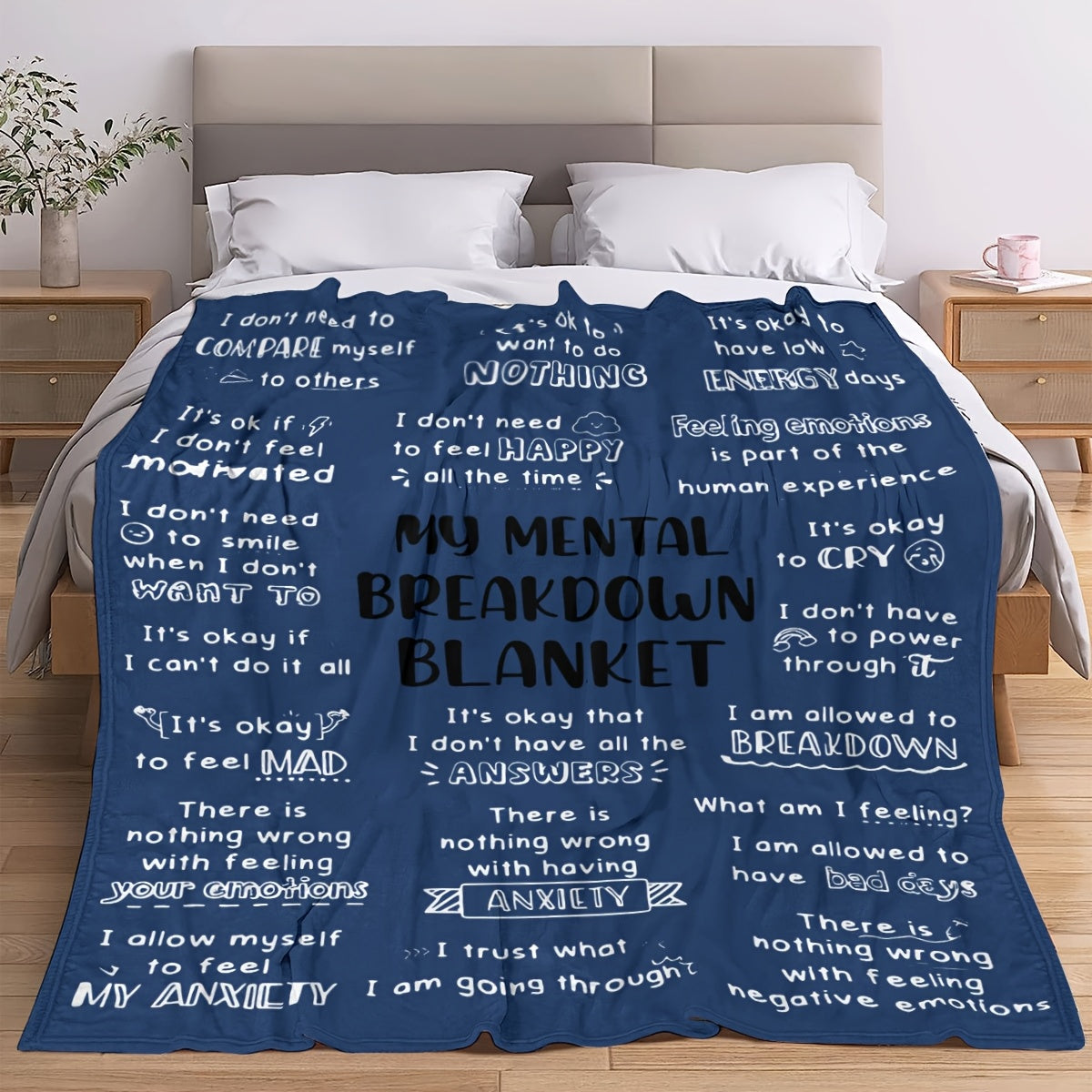 Stay Warm and Cozy with our 'My Mental Breakdown' Flannel Blanket - Great for Gifting to Both Men & Women, Perfect for Christmas & Birthdays, Promotes Mental Health, Enhances Home Decor, Ideal for Relaxing on the Sofa or Traveling - Long-Lasting, Easy to