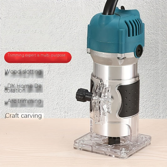 220V Electric Woodworking Router with Australian plug for carving and slot cutting, no battery needed. Ideal for woodworking projects.