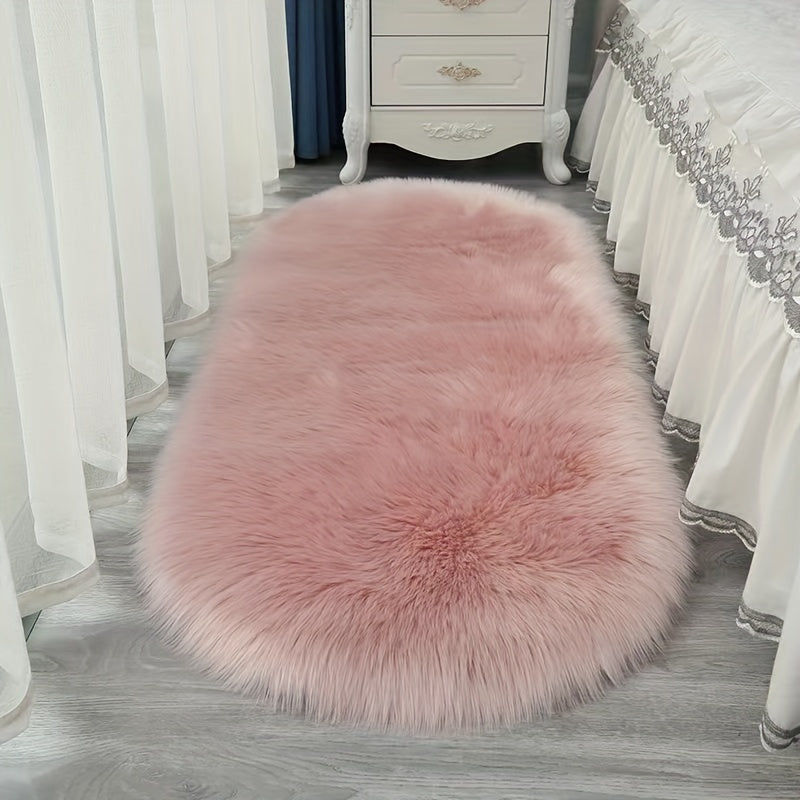 Soft and fluffy shag rug for bedroom or living room, featuring long plush faux fur material. Perfect for adding a cozy and aesthetic touch to your home decor.