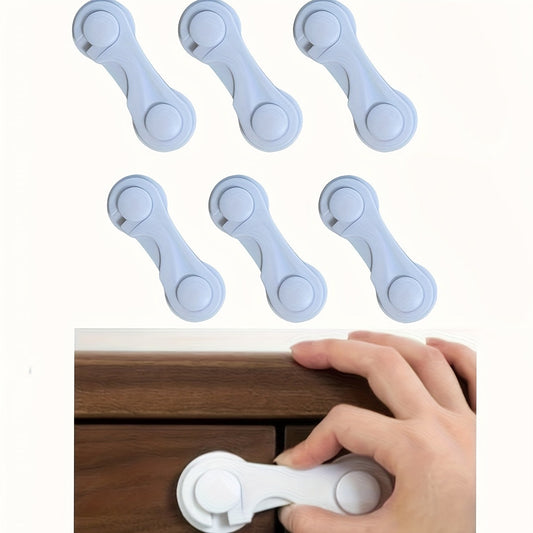 Set of 6 Cabinet Door Locks for Ensuring Safety, Adhesive Safety Locks for Drawers, Cupboards, Fridge, Closet, and Pantry, Secure Door Latch Locks Included