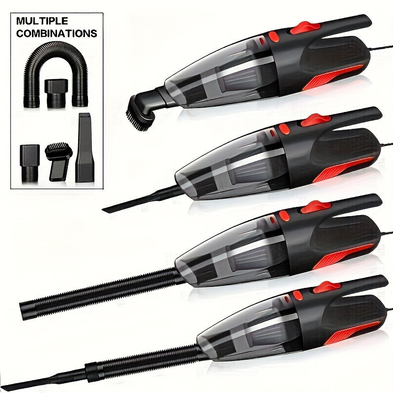 Mini handheld car vacuum cleaner with high-power corded design for easy interior cleaning.