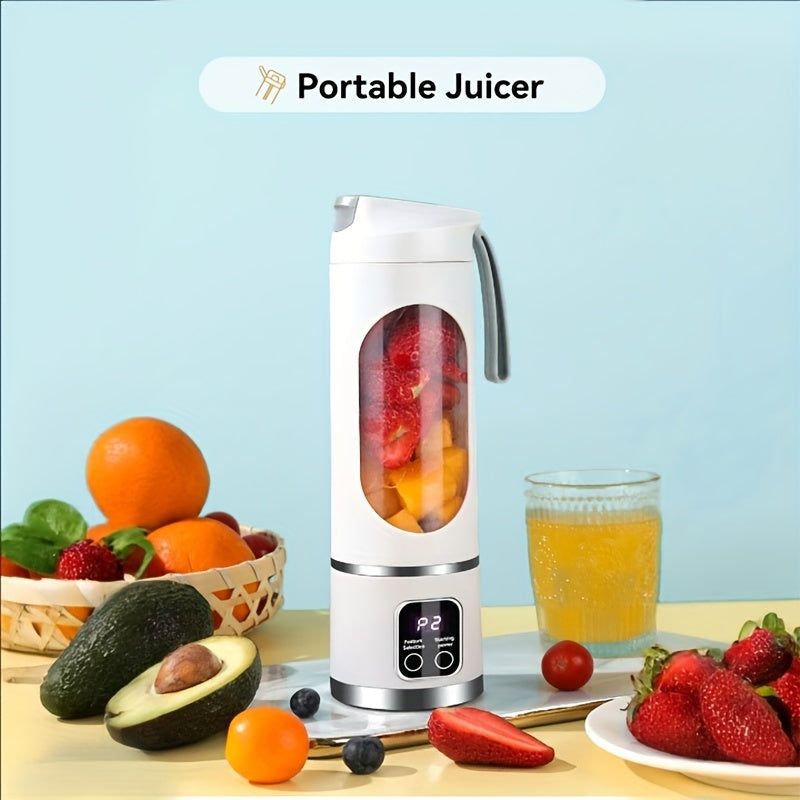 Convenient Portable Blender & Juicer - Rechargeable via USB, 15.22oz Capacity, Effortless Cleaning, Digital Display, 3 Modes for Delicious Smoothies & Juices, Perfect for Traveling & Kitchen Usage