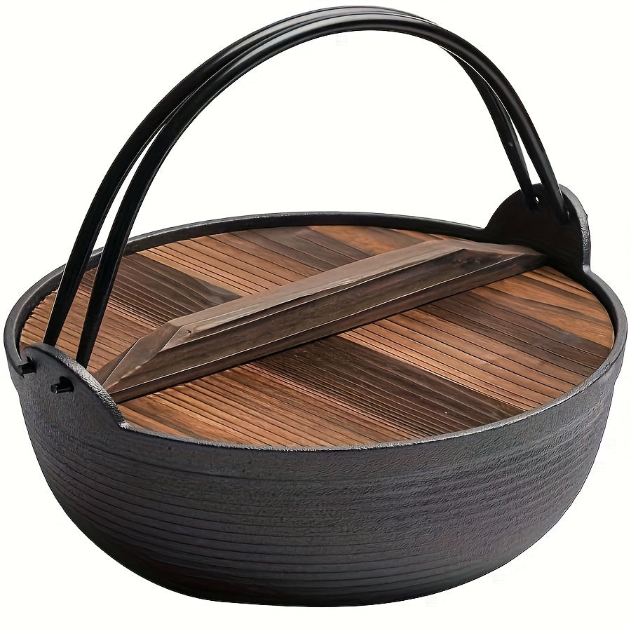 Japanese-Style Handcrafted Cast Iron Soup Pot, High-Temperature Resistant, Traditional Nabe Hot Pot, Uncoated, Thickened Design