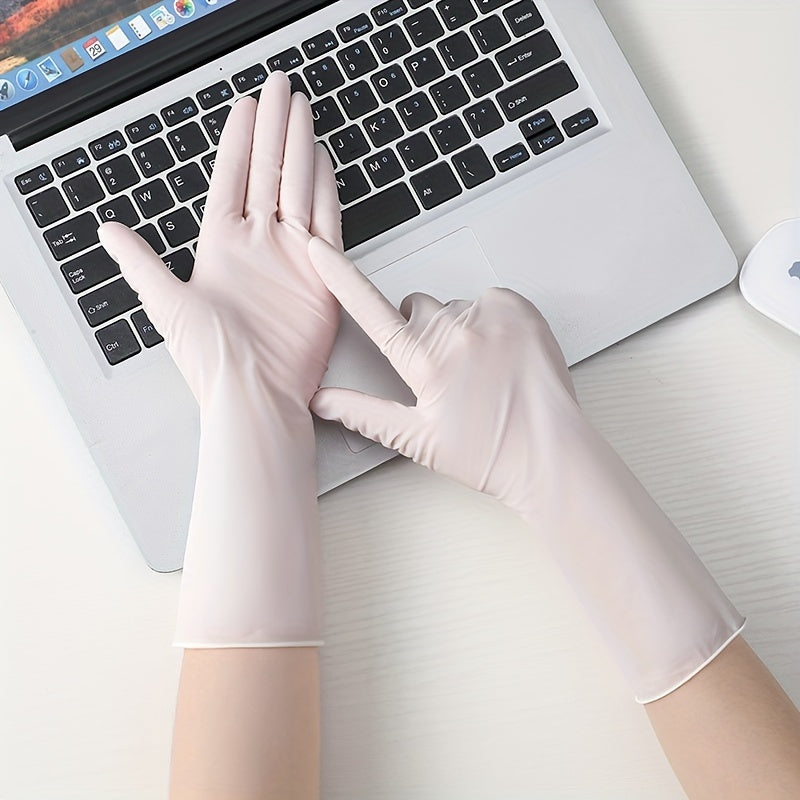 Get a bundle of 50 waterproof nitrile gloves, perfect for kitchens, cleaning, car maintenance, tattoos, and hair dyeing. These gloves are latex and powder-free, making them durable and safe for all your needs.