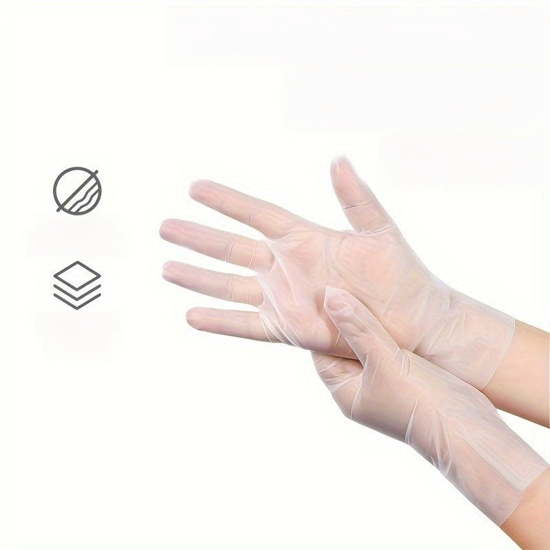 Pack of 100 Waterproof TPE Disposable Gloves - Clear, Non-Toxic, Durable, Rip-Resistant, Ideal for Kitchen, Bathroom, Cleaning, Food Handling, Automotive & Painting Tasks