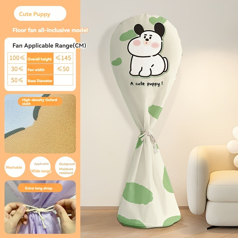 One Long All-Inclusive Fan Cover Storage Bag for Floor to Ceiling Fans. This Household Vertical Dustproof Cover features a Cute Cartoon Pattern on Durable Oxford Cloth.