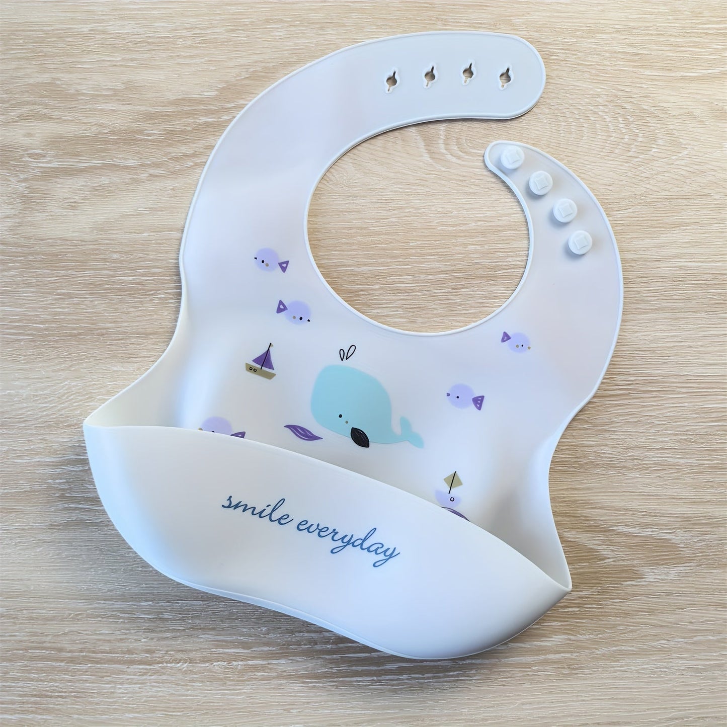 Adjustable Goldcolin Silicone Bib for Kids - Waterproof with Cute Print and Button Closure - Ideal Feeding Accessory