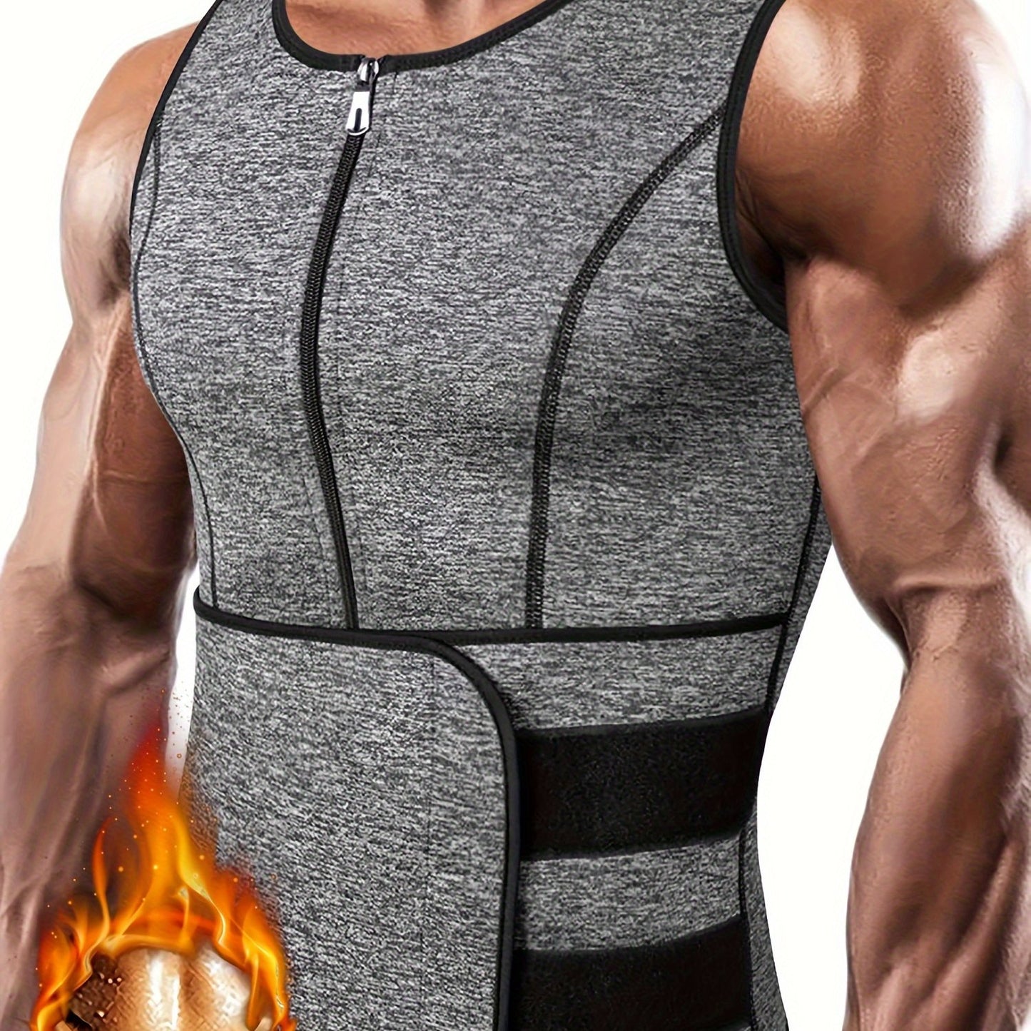 Men's adjustable compression tank top and waist trainers