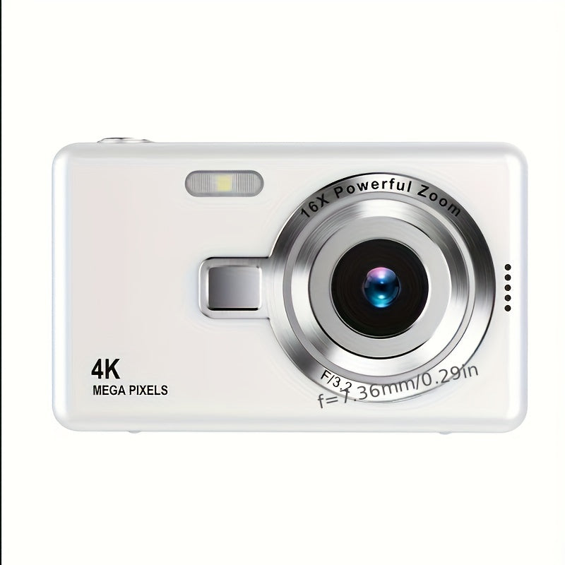 FHD 1080P vlog camera with auto-focus, 12 MP, 16x digital zoom, 2.4-inch TFT screen, portable for students.