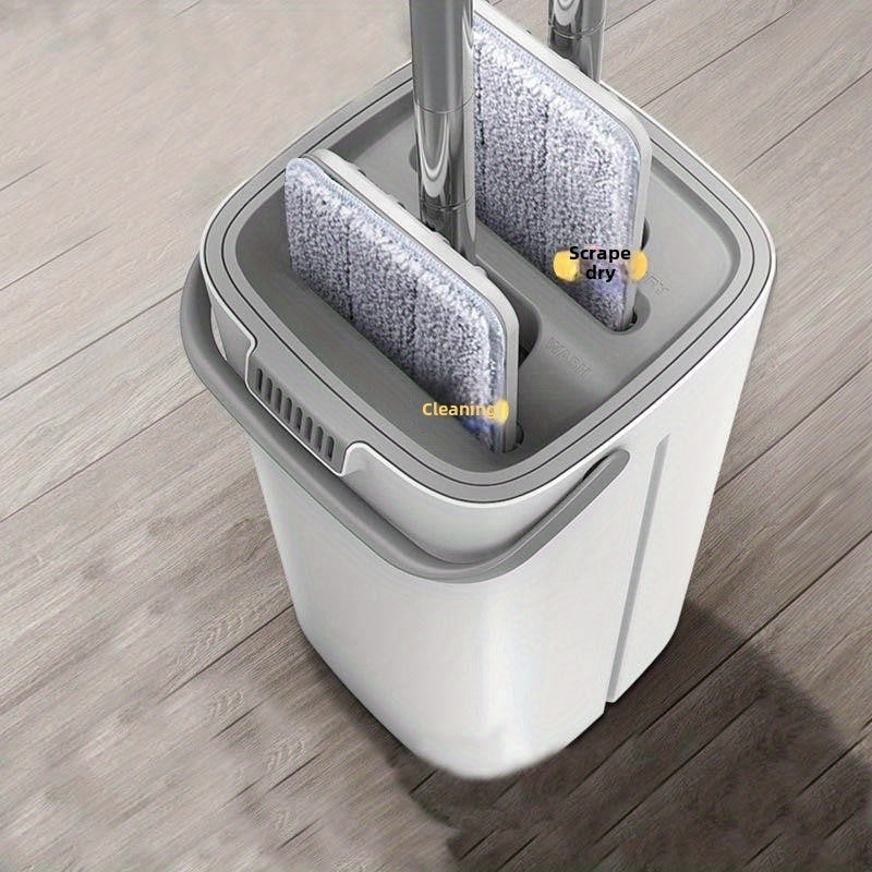 Эффективная уборка стала простой с набором ведра и швабры EasyWring Spin Mop - с функцией ручной очистки, двойной камерой и вертикальным хранением для спальни, гостиной и не только.