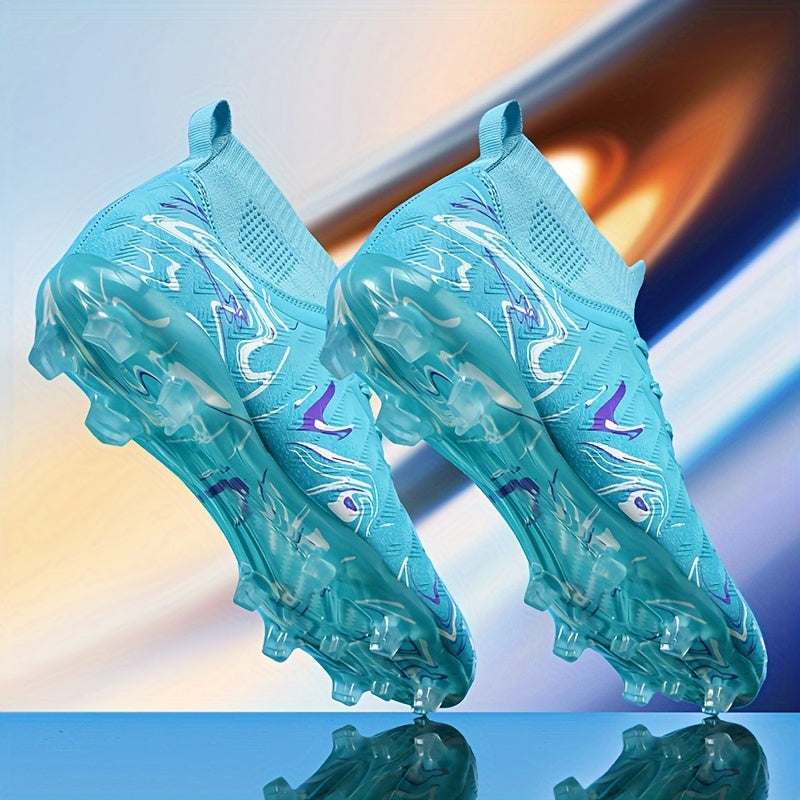 Breathable Men's Soccer Cleats with PU Upper, Rubber Sole, Lace-Up design, solid color, and preppy style for all seasons.