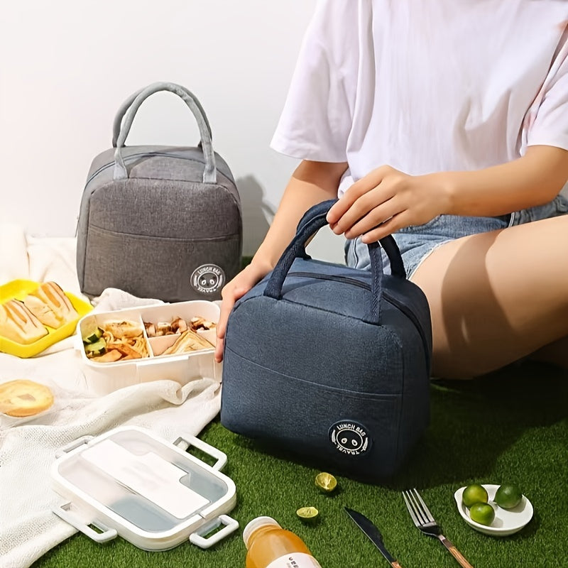 Insulated Lunch Bag made of Oxford Cloth, with Aluminum Foil Lining, Square Thermal Bento Box Carrier for Students that is Hand Washable