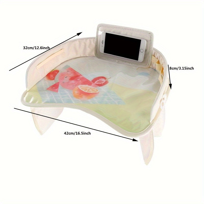 Adorable Cartoon Car Seat Tray with Waterproof Storage - A Versatile Stroller Tray for Your Needs