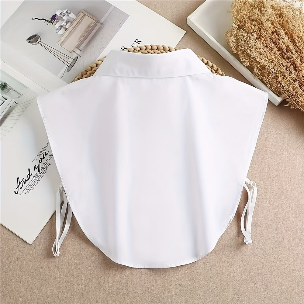 Women's versatile polyester shirt vest with removable pointed collar, anti-exposure feature, and woven bra accessories. Machine washable for casual fashion in all seasons.