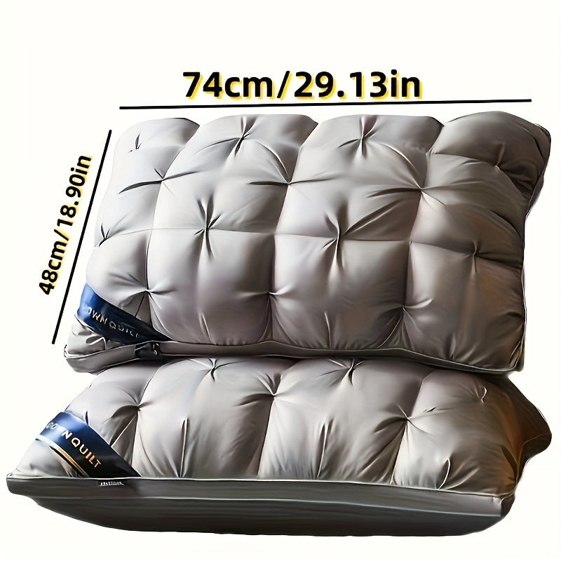 2 luxury hotel quality neck support pillows for deep sleep comfort at home or as a gift.