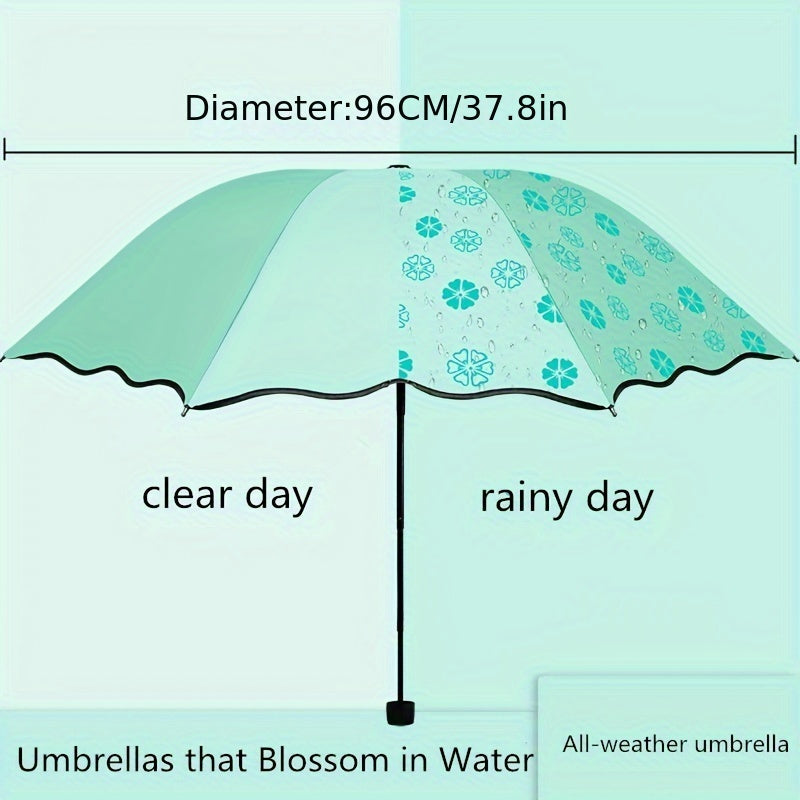 Waterproof folding umbrella with sun protection and wind resistance, Blossoming In Water Sun Umbrella.