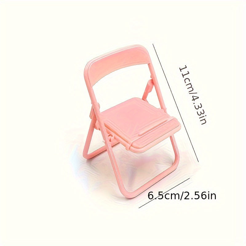 Folding Chair Phone Holder made of Plastic - Single Pack, Chair-shaped Tabletop Mini Jewelry Stand, Portable Display Rack with Rectangle Base, Perfect for Desk & Reading, No Electricity Required