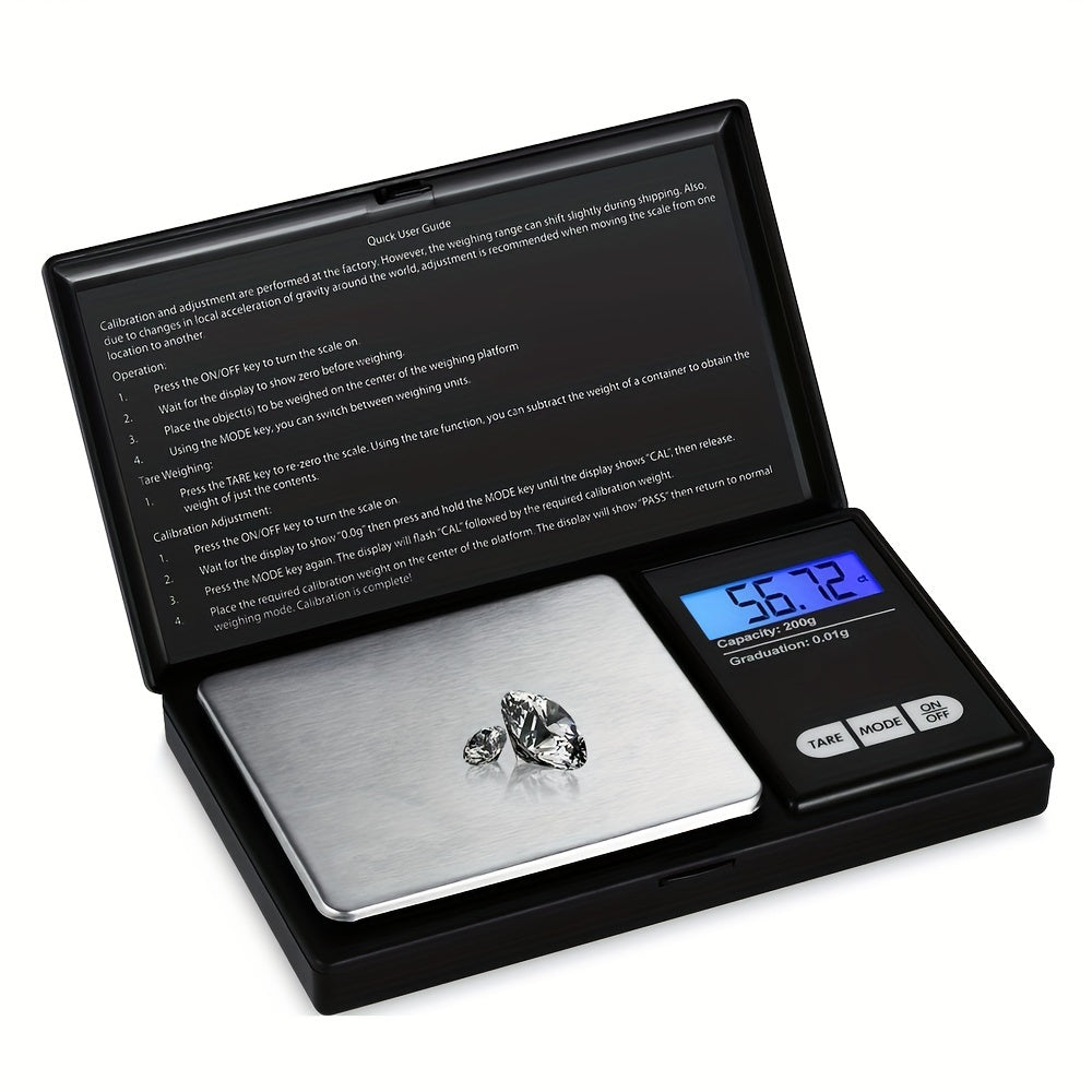 Digital Scale for Jewelry and Gold: This mini electronic pocket scale is perfect for weighing small items such as jewelry, gold, and medicinal products. It is portable and convenient for use in the kitchen. A useful tool for measuring and weighing items