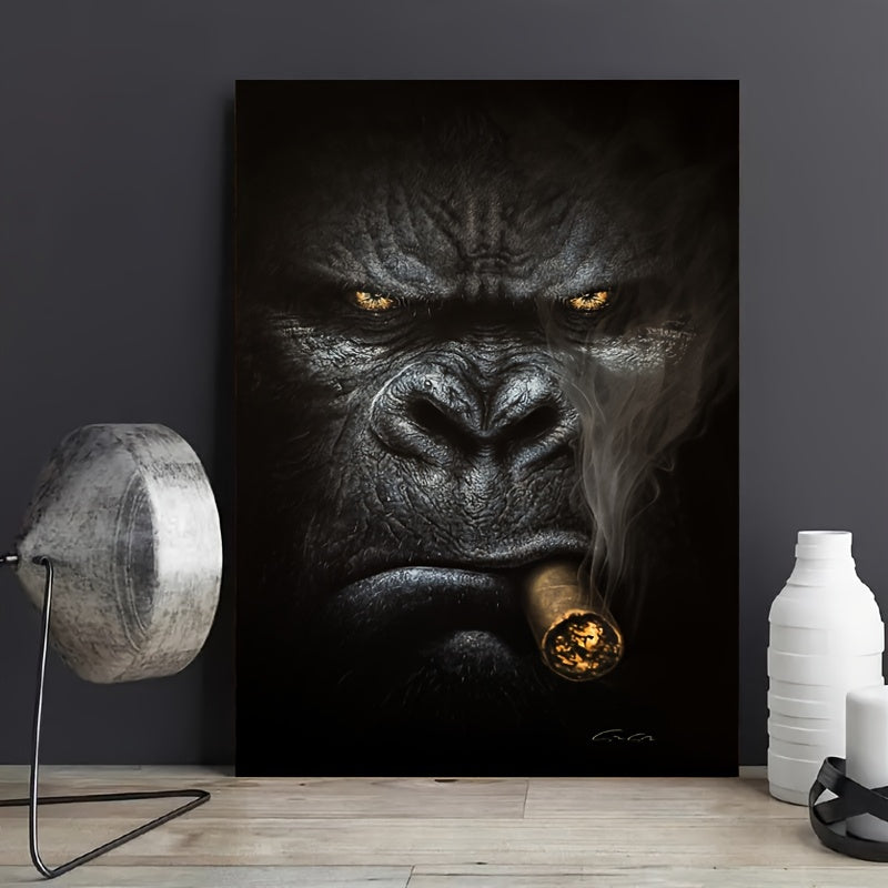 1pc Frameless Gorilla Smoking Canvas Wall Painting for Home Decor, No Frame