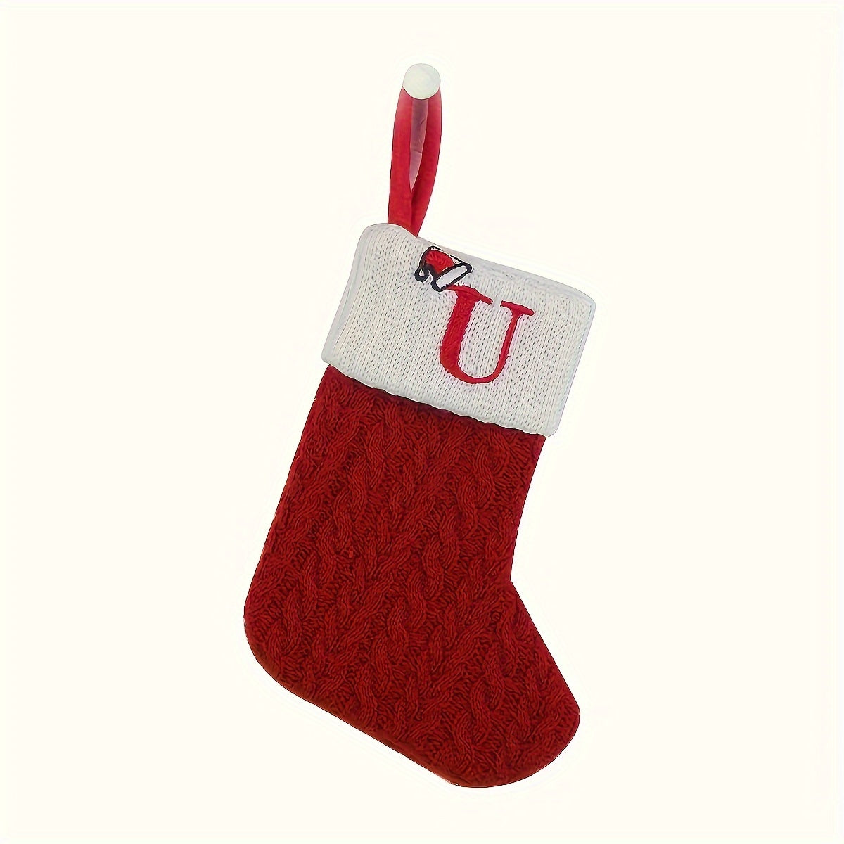 Knitted polyester stockings with personalized initials for festive parties, no electricity required.