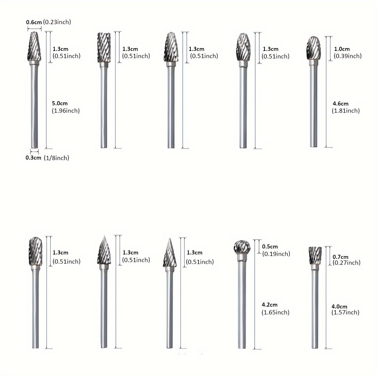 30-piece carbide rotary drill bit set with 1/8" handle for woodworking, engraving, drilling, and steel.