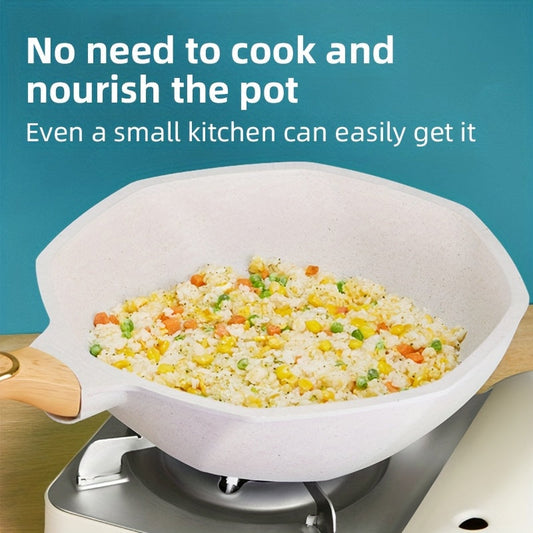 Cook food easily with the Octagonal Pan, a non-stick frying pan made of medical stone. This versatile pan is suitable for gas cookers, induction cookers, and is a must-have for any kitchen. Upgrade your kitchen utensils with this handy gadget that will