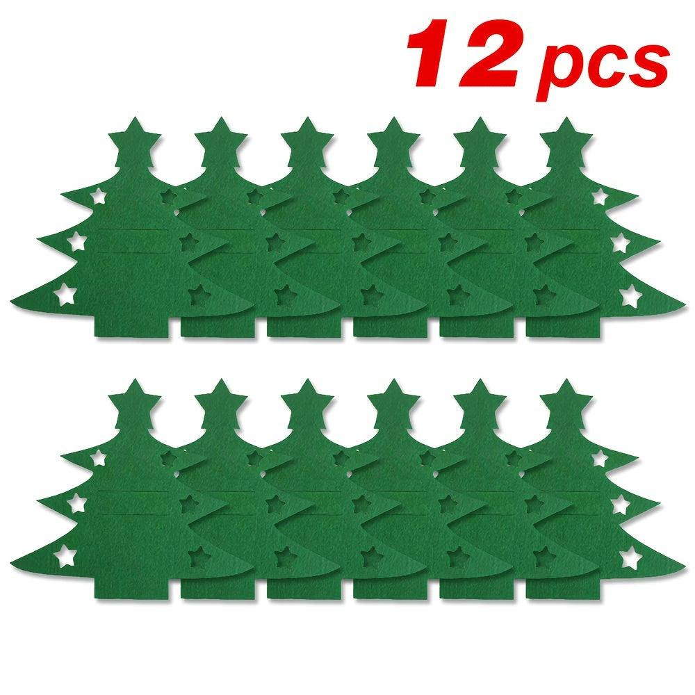 12pcs Christmas Tree Knife and Fork Set features Classic Christmas Design for Holiday Dining & Party Decor