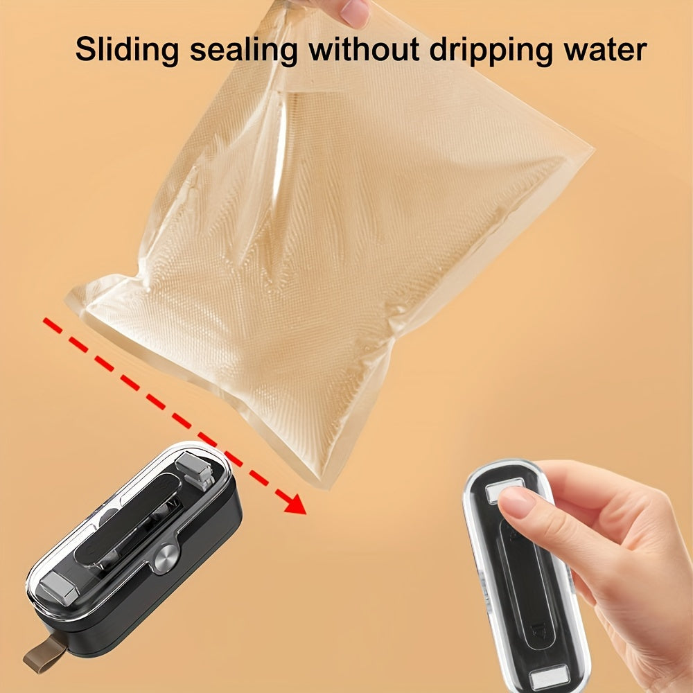 Essential Kitchen Tool: 2-in-1 Mini Portable Vacuum Sealer and Cutter for Food Snack Storage. Features Metal/Plastic Semi-Automatic Heat Sealer, Battery-Operated Bag Sealing Machine with Magnetic Refrigerator Mount. Requires AA Batteries (Not Included)