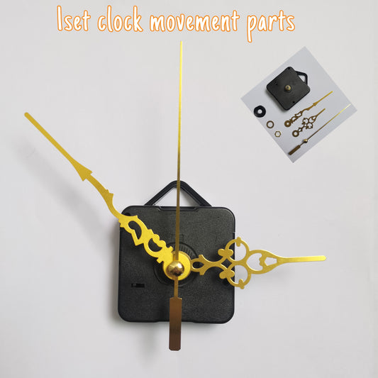 1 set of silent wall clock movement with hands for DIY furniture decoration and maintenance, including cross-stitch clock accessories (battery not included).