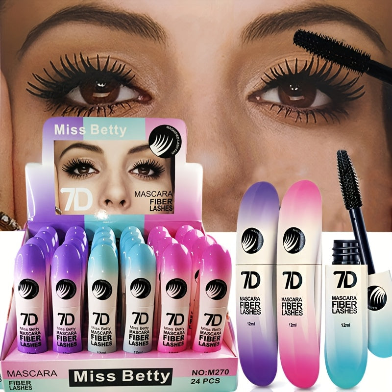 3-piece set of waterproof, smudge-proof, clump-free 7D Fiber Lash Mascara for longer, thicker lashes in natural black.