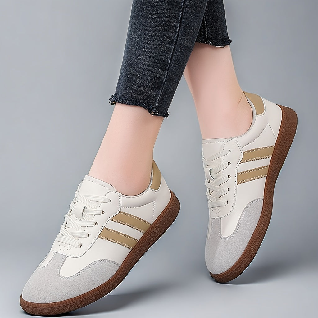 Women's colorblock sneakers with lace-up design, lightweight and comfortable for walking.