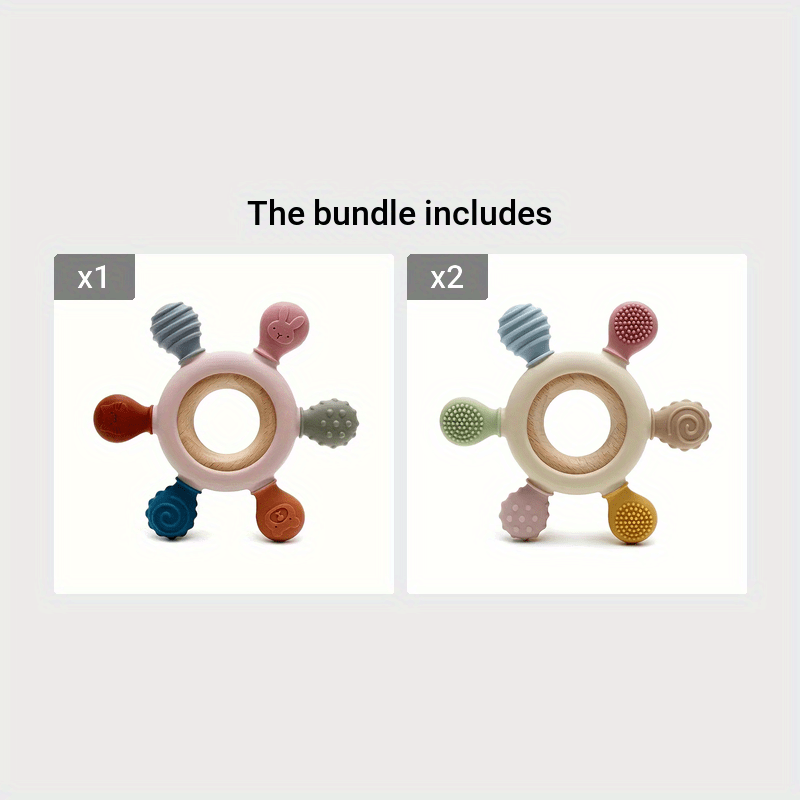 Wooden Baby Teether Ring Shaped like a Rudder, BPA-Free Silicone Material, Ideal Teething Toy for Babies, Perfect Gift for Boys and Girls, Includes Baby Accessories