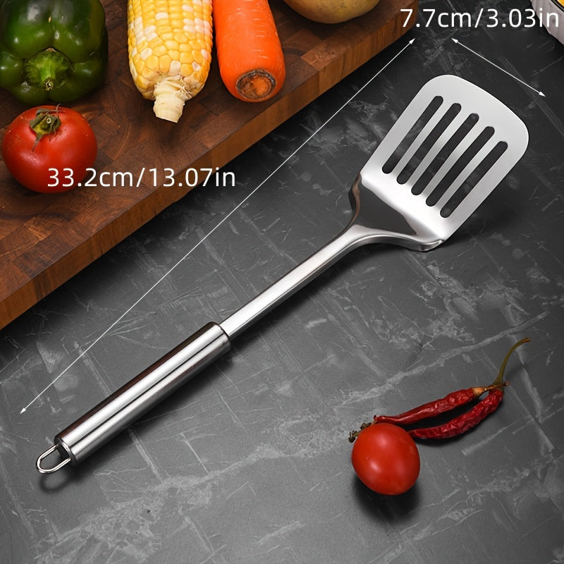 High-quality Stainless Steel Kitchen Utensil Set - Spatula, Ladle, Strainer, Turner, and Rice Paddle Included - Sturdy Cooking Tools Ideal for Home and Restaurant kitchens.