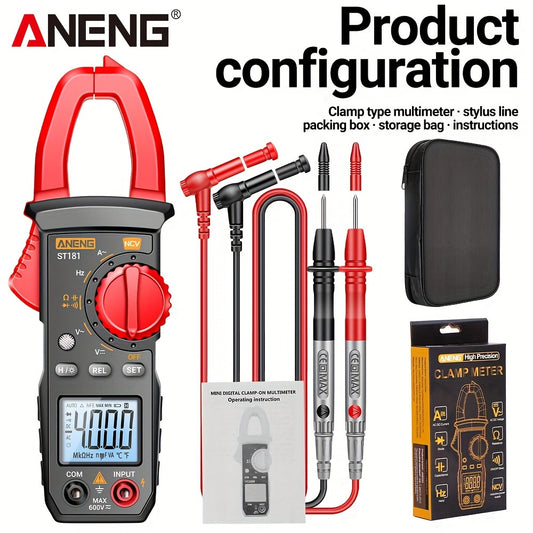 ANENG ST181 Data Show Digital Clamp Meter for AC Current, Multimeter for DC/AC Voltage, Ammeter, Voltage Tester, Amp, Hz, Capacitance, NCV, Ohm